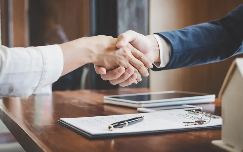 hand shake in an office